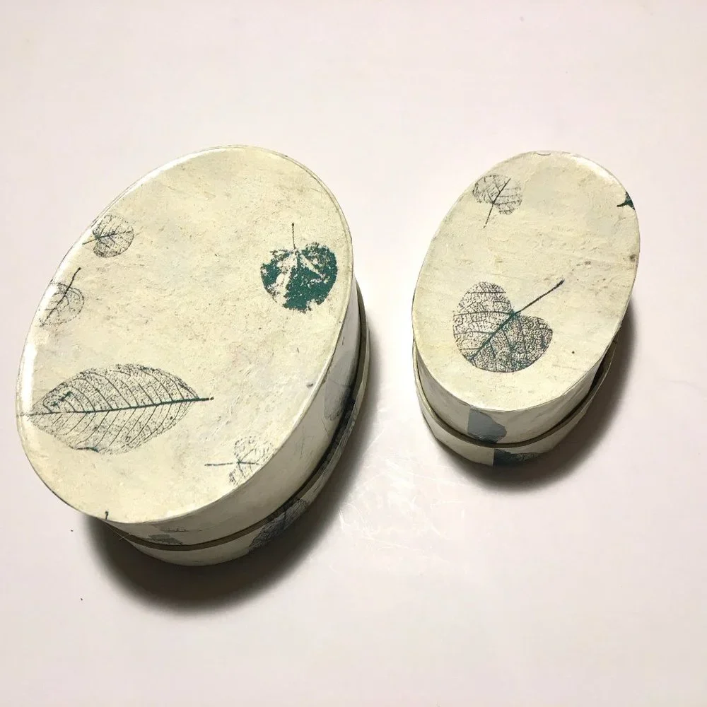 2 Handmade Oval Nesting Boxes with Lids